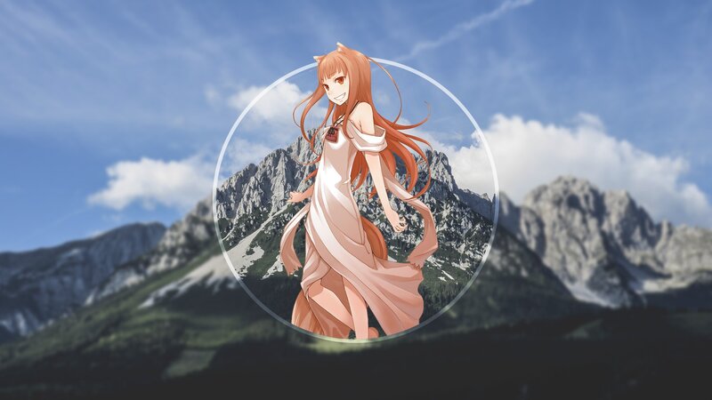 Anime Girl with Cat Ears — Blue, Serene, Afternoon, Digital Art, Mountains