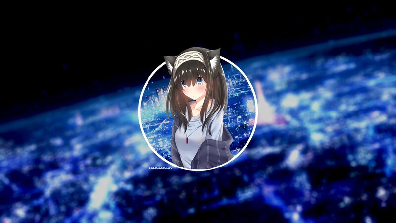 Anime Girl with Cat Ears — Blue, Serene, Night, Digital Art