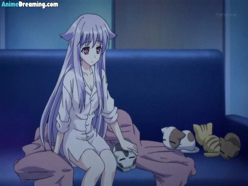 Anime Girl with Cat Ears — Blue