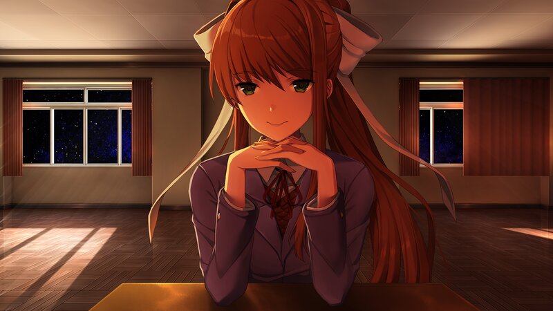 Anime Girl with Cat Ears — Brown, Calm, Night, School Uniform
