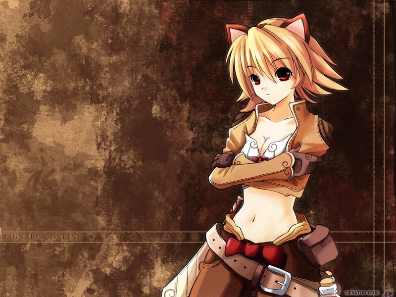 Anime Girl with Cat Ears — Brown, Confident