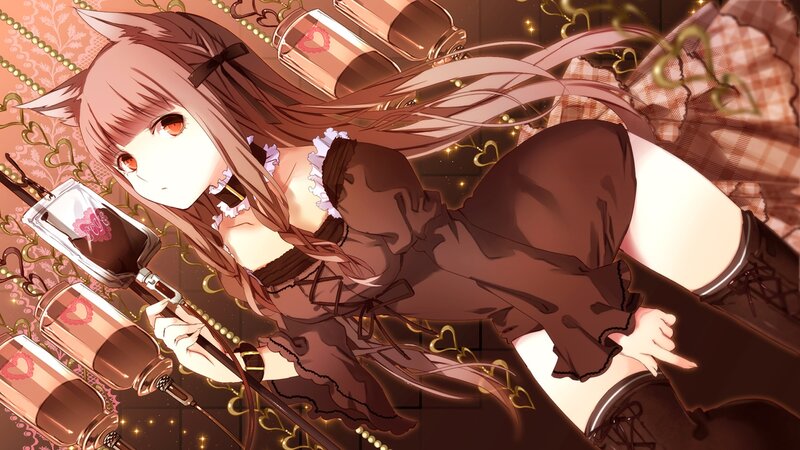 Anime Girl with Cat Ears — Brown, Dramatic, Night, Cat Ears