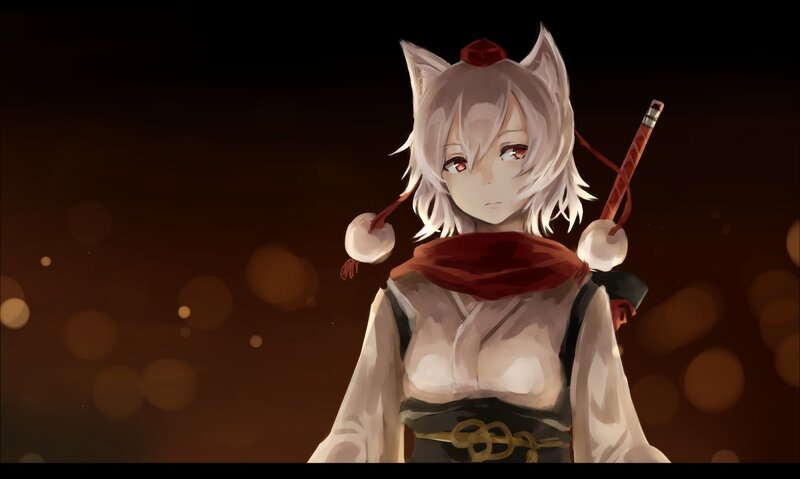 Anime Girl with Cat Ears — Brown, Dramatic, Night, Digital Art