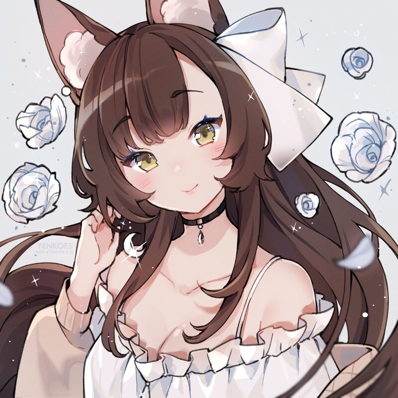 Anime Girl with Cat Ears — Brown, Dreamy, Digital Art