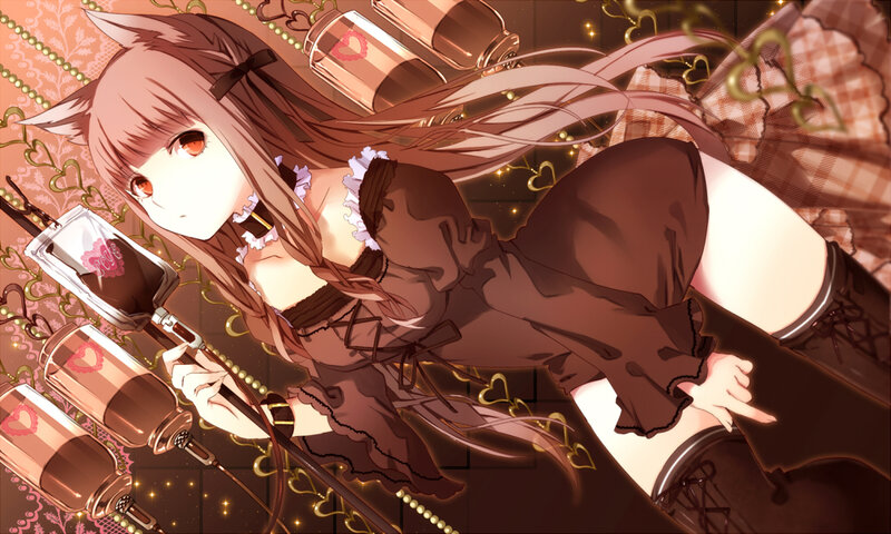 Anime Girl with Cat Ears — Brown, Dreamy