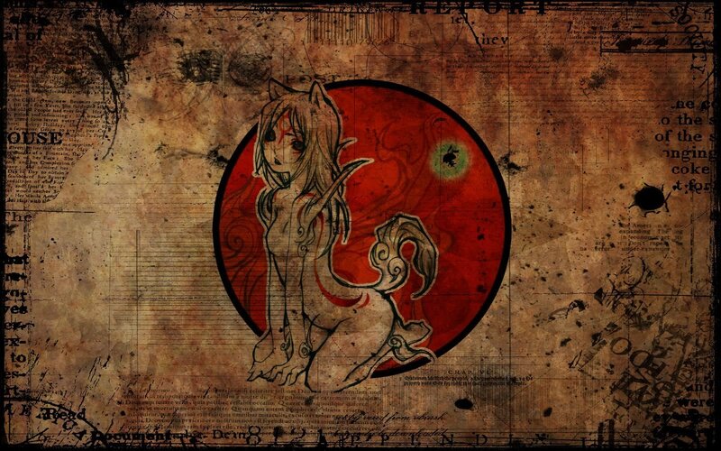 Anime Girl with Cat Ears — Brown, Grungy