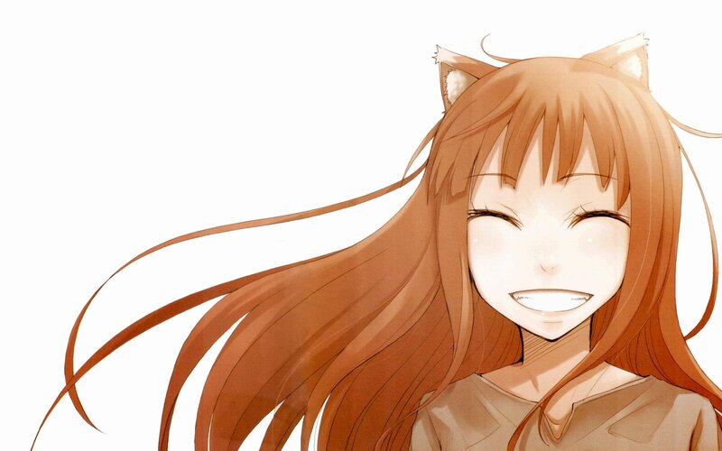 Anime Girl with Cat Ears — Brown, Happy