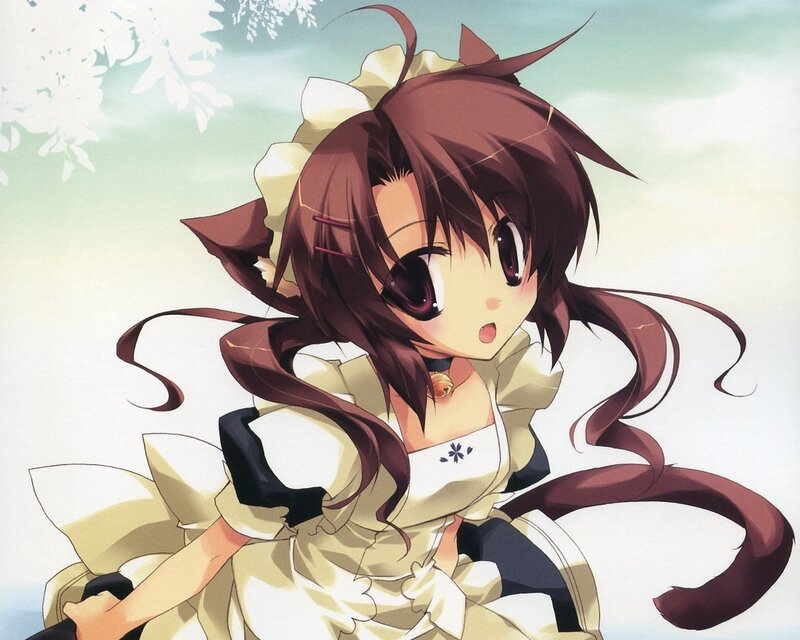 Anime Girl with Cat Ears — Brown, Serene, Spring