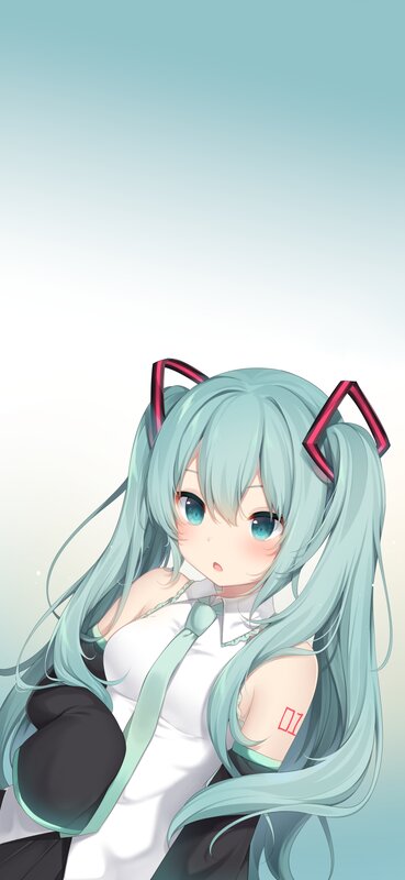 Anime Girl with Cat Ears — Cyan, Calm