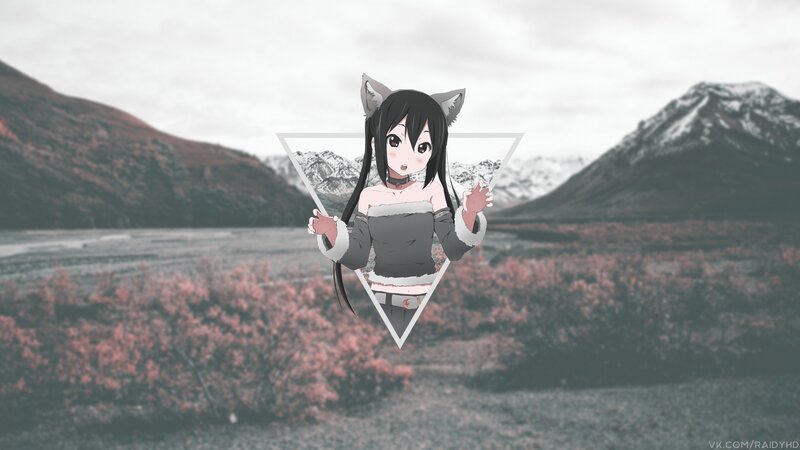 Anime Girl with Cat Ears — Gray, Serene