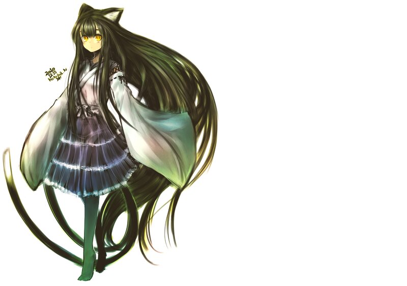 Anime Girl with Cat Ears — Green, Calm