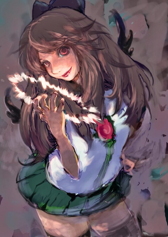 Anime Girl with Cat Ears — Green, Dramatic