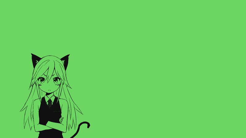 Anime Girl with Cat Ears — Green, Neutral