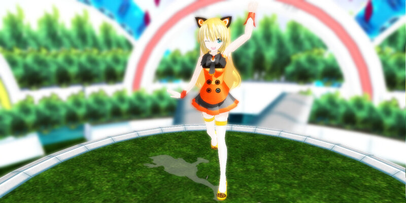 Anime Girl with Cat Ears — Green, Playful, Afternoon