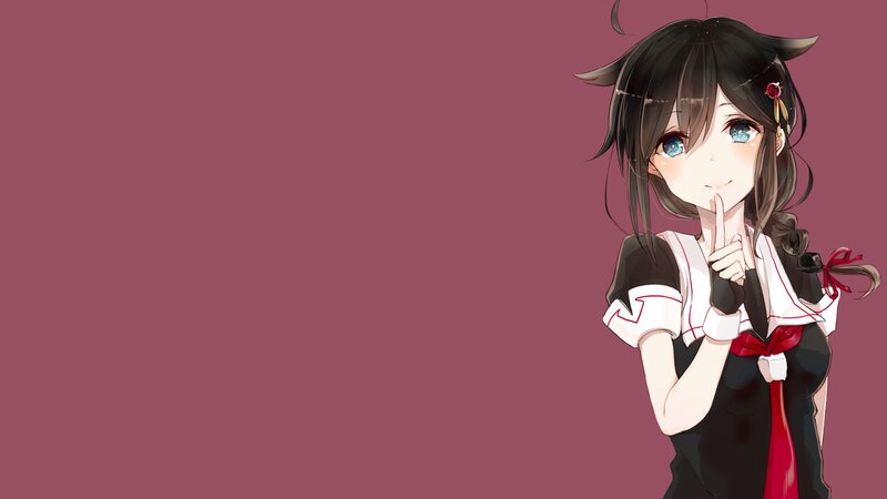 Anime Girl with Cat Ears — Maroon, Playful