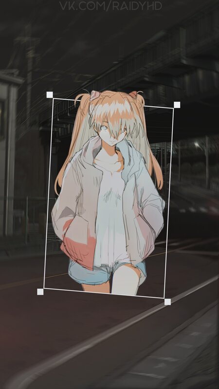 Anime Girl with Cat Ears — Orange, Calm, Night