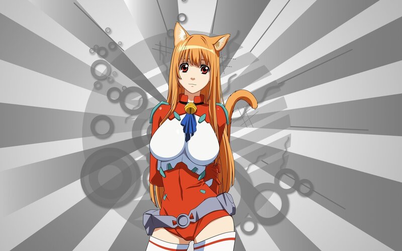 Anime Girl with Cat Ears — Orange, Dramatic, Cat Ears, Tail