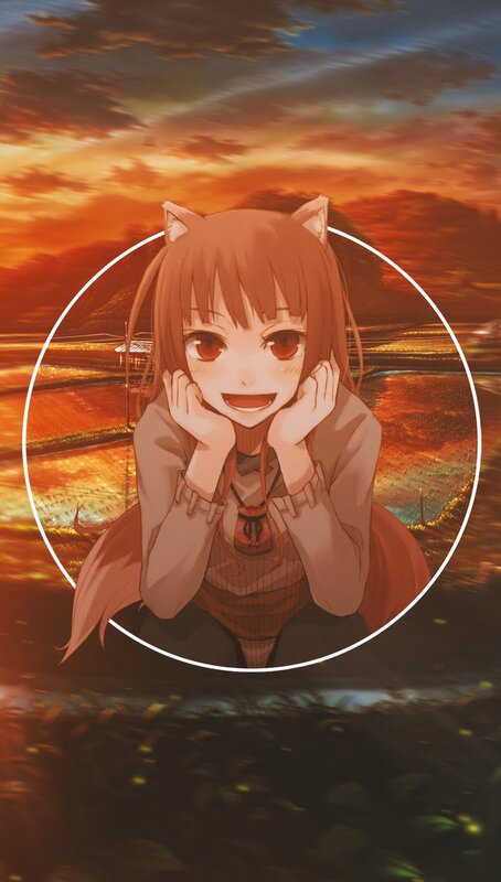 Anime Girl with Cat Ears — Orange, Dramatic, Sunset, Cat Ears, Field