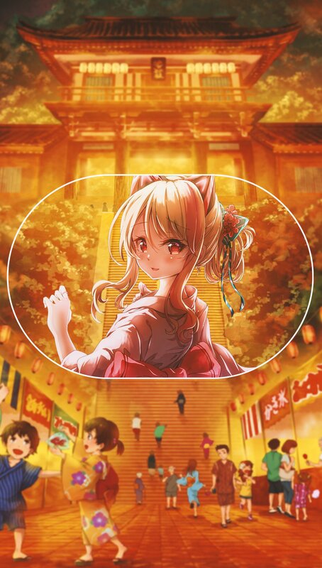 Anime Girl with Cat Ears — Orange, Festive, Sunset