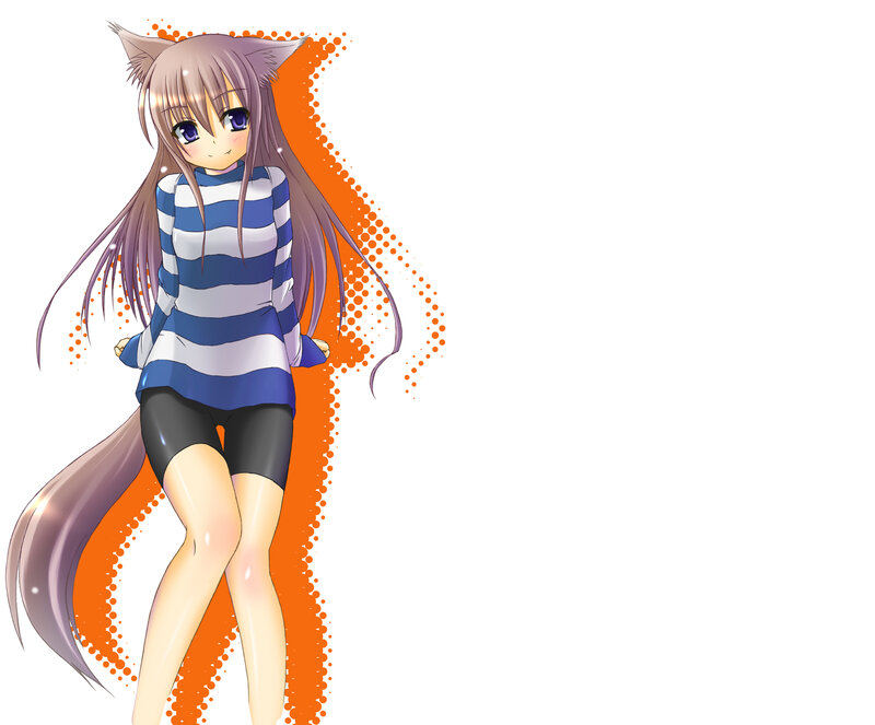 Anime Girl with Cat Ears — Orange, Playful, Cat Ears