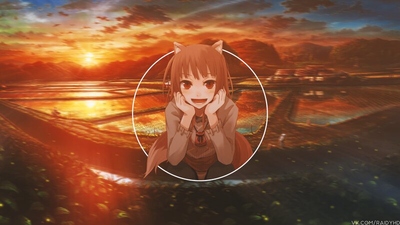 Anime Girl with Cat Ears — Orange, Serene, Sunset