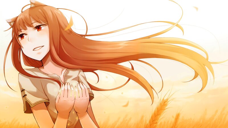 Anime Girl with Cat Ears — Orange, Serene