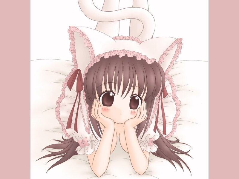 Anime Girl with Cat Ears — Pink, Calm, Manga