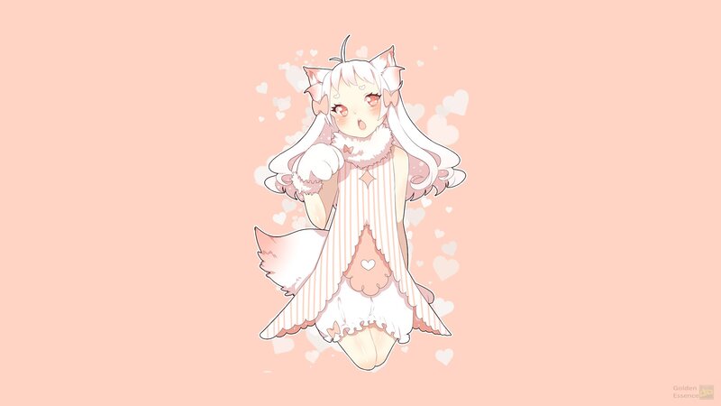 Anime Girl with Cat Ears — Pink, Cute, Digital Art