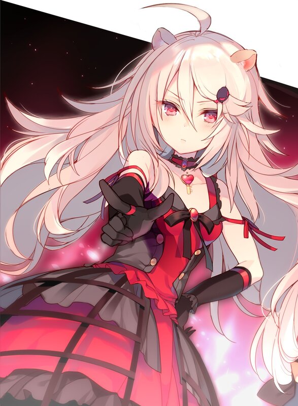 Anime Girl with Cat Ears — Pink, Dramatic, Night, Digital Art