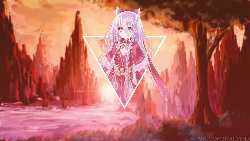 Anime Girl with Cat Ears — Pink, Dramatic, Sunset, Digital Art