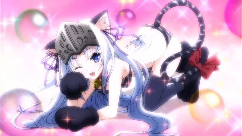 Anime Girl with Cat Ears — Pink, Playful, Cat Tail, Gloves