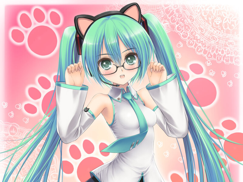Anime Girl with Cat Ears — Pink, Playful, Digital Art