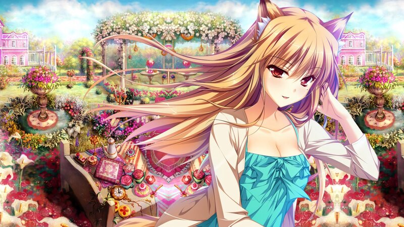 Anime Girl with Cat Ears — Pink, Serene, Afternoon