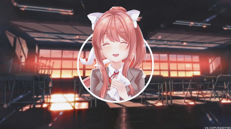 Anime Girl with Cat Ears — Pink, Serene, Sunset, School Uniform