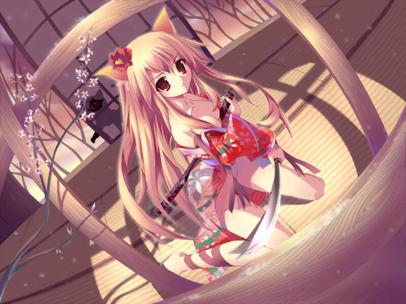 Anime Girl with Cat Ears — Pink, Serene