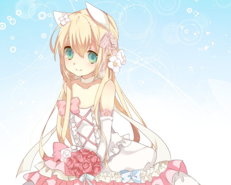 Anime Girl with Cat Ears — Pink, Sweet, Cat Ears