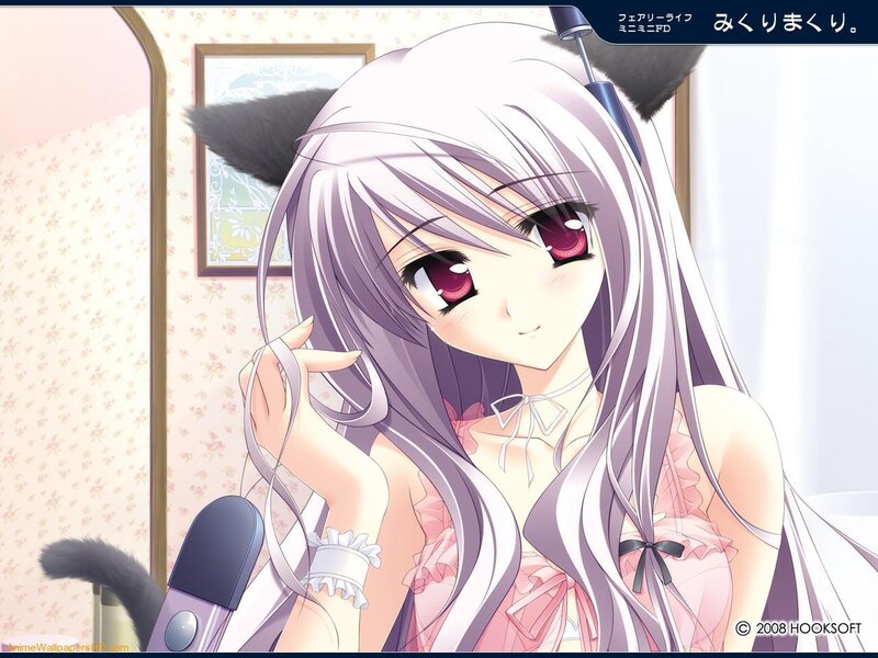 Anime Girl with Cat Ears — Purple, Calm, Cat Ears