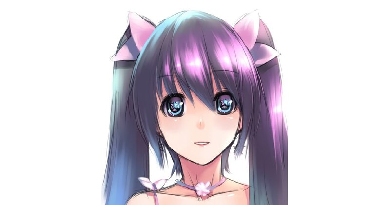 Anime Girl with Cat Ears — Purple, Calm