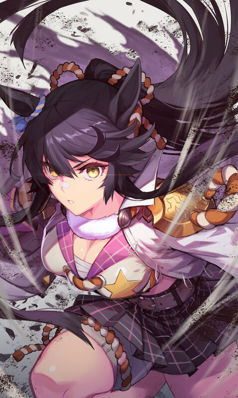 Anime Girl with Cat Ears — Purple, Dramatic, Digital Art, Cat Ears, Long Hair
