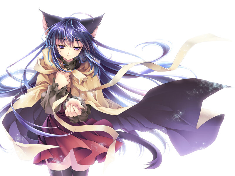 Anime Girl with Cat Ears — Purple, Dramatic
