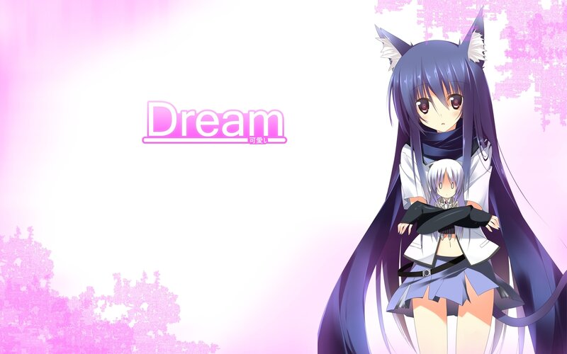 Anime Girl with Cat Ears — Purple, Dreamy, Spring