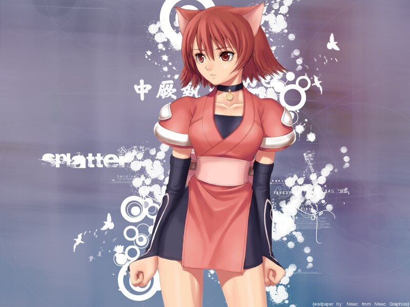 Anime Girl with Cat Ears — Purple, Dynamic, Cat Ears