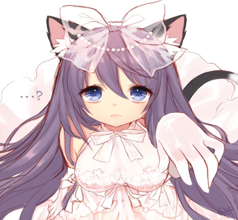 Anime Girl with Cat Ears — Purple, Innocent