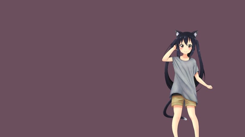 Anime Girl with Cat Ears — Purple, Neutral, 3d Render