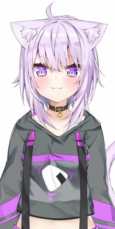 Anime Girl with Cat Ears — Purple, Neutral, Digital Art