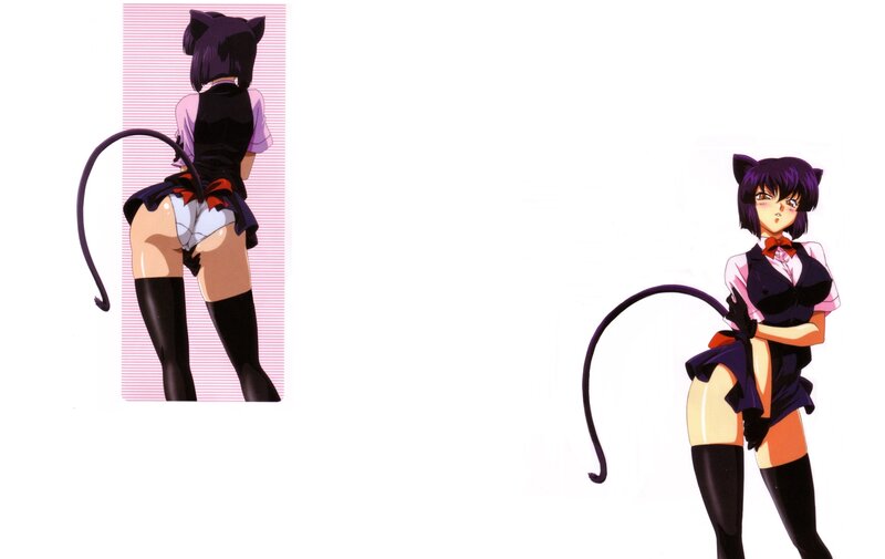 Anime Girl with Cat Ears — Purple, Playful, Cat Tail, Cat Ears