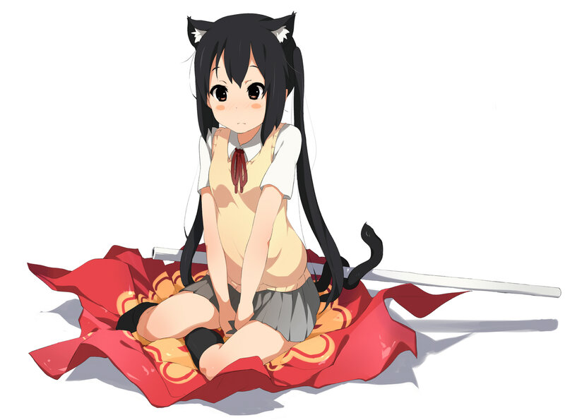 Anime Girl with Cat Ears — Red, Calm