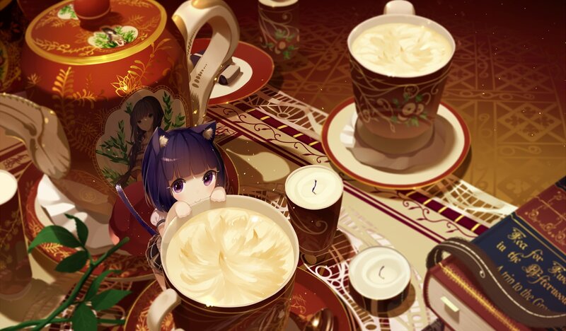 Anime Girl with Cat Ears — Red, Cozy