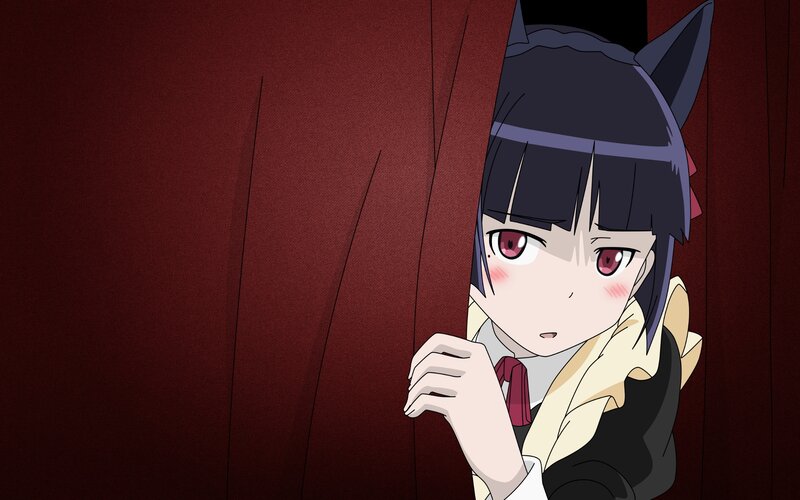 Anime Girl with Cat Ears — Red, Dramatic, Cat Ears
