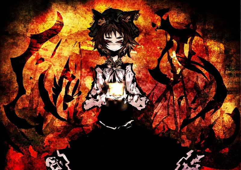 Anime Girl with Cat Ears — Red, Dramatic, Manga